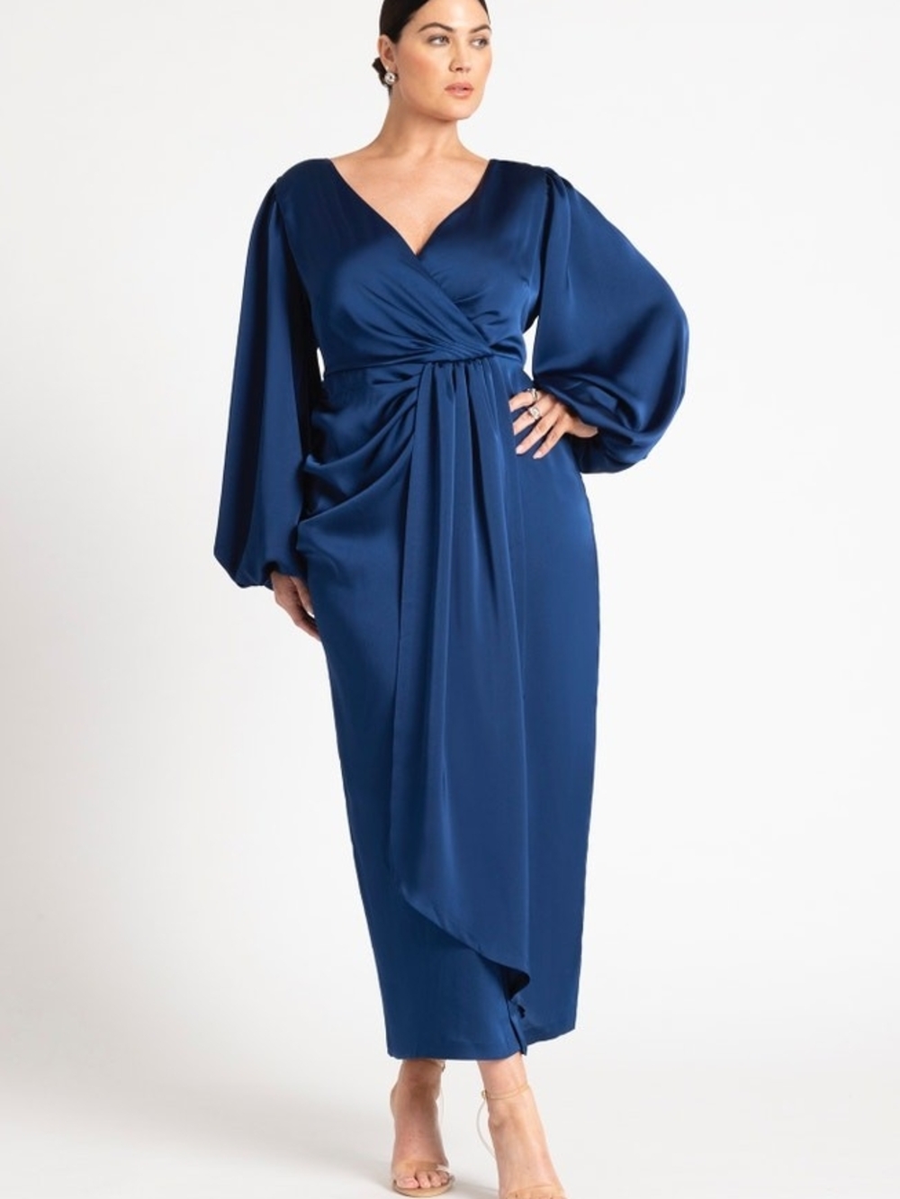 Eloquii Midnight Blue Wrap-Front Maxi Dress